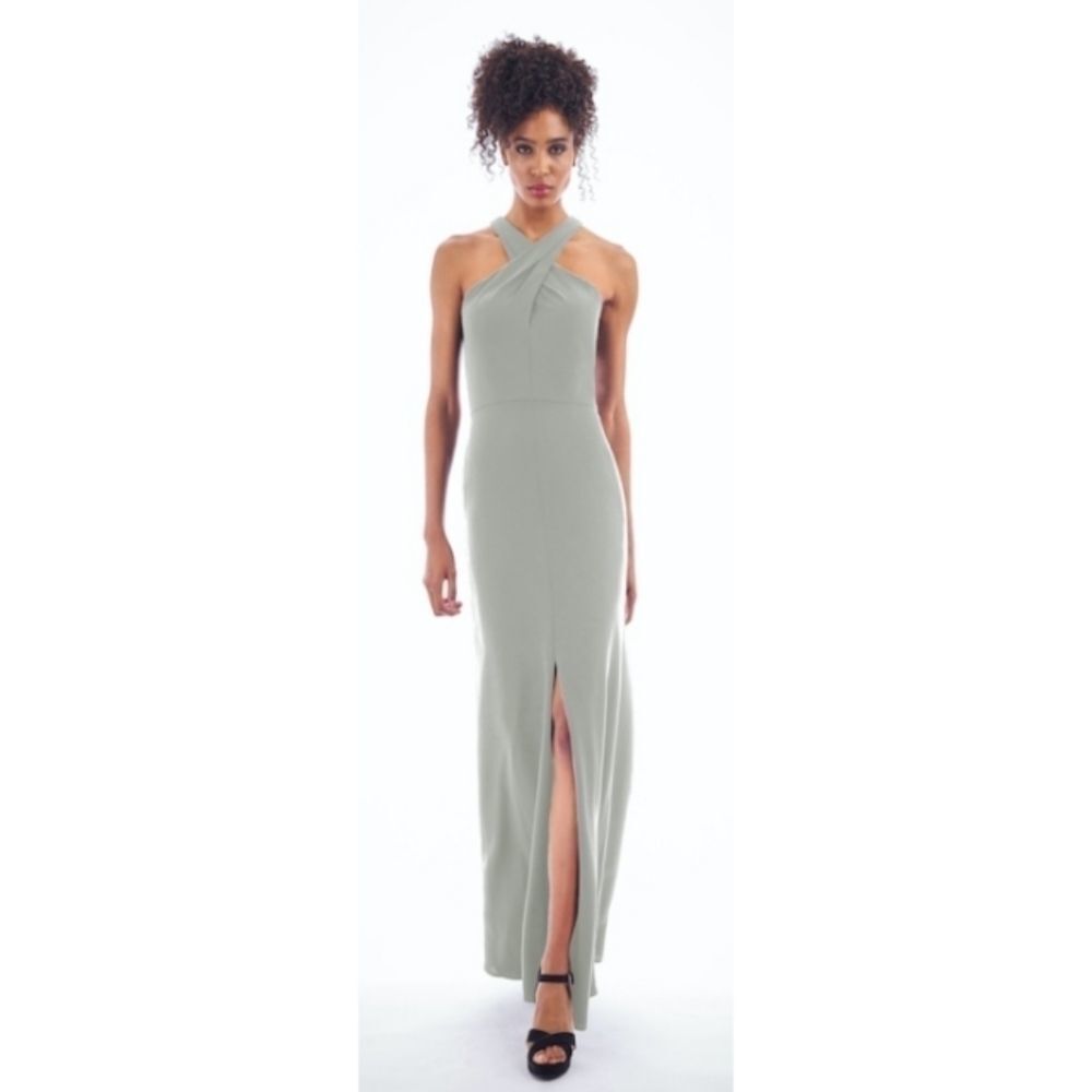 Jasmine Bridal P226055 Crepe Halter Style Long Gown Size 12 Grecian Ivory